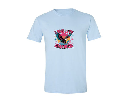 brand:Generic|color:Light Blue|Long Live America Graphic T-Shirt