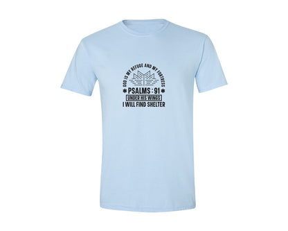 brand:Generic|color:Light Blue|God Is My Refuge Psalms 91 Desi Graphic T-Shirt