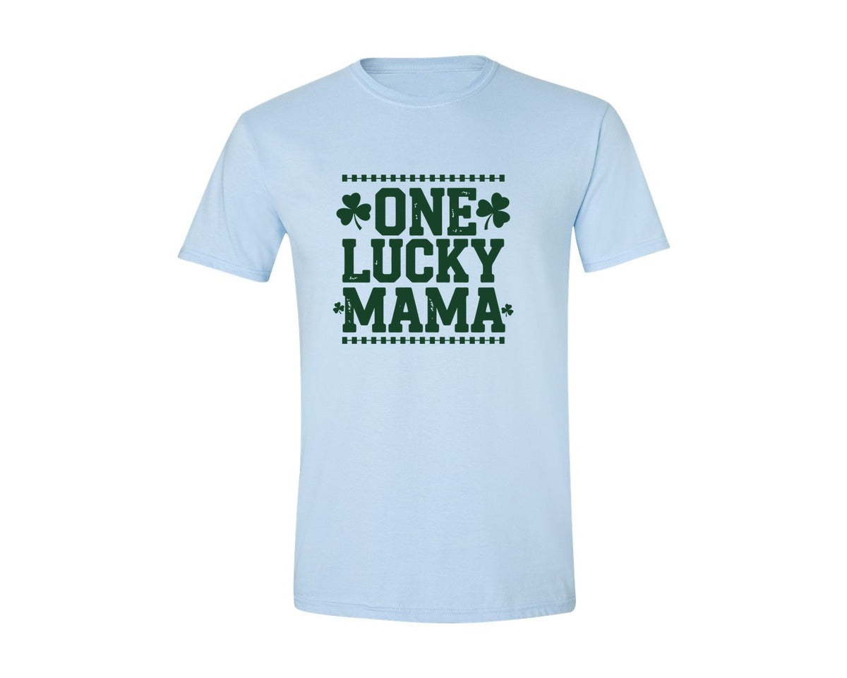 brand:Generic|color:Light Blue|One Lucky Mama Design 40 Graphic T-Shirt