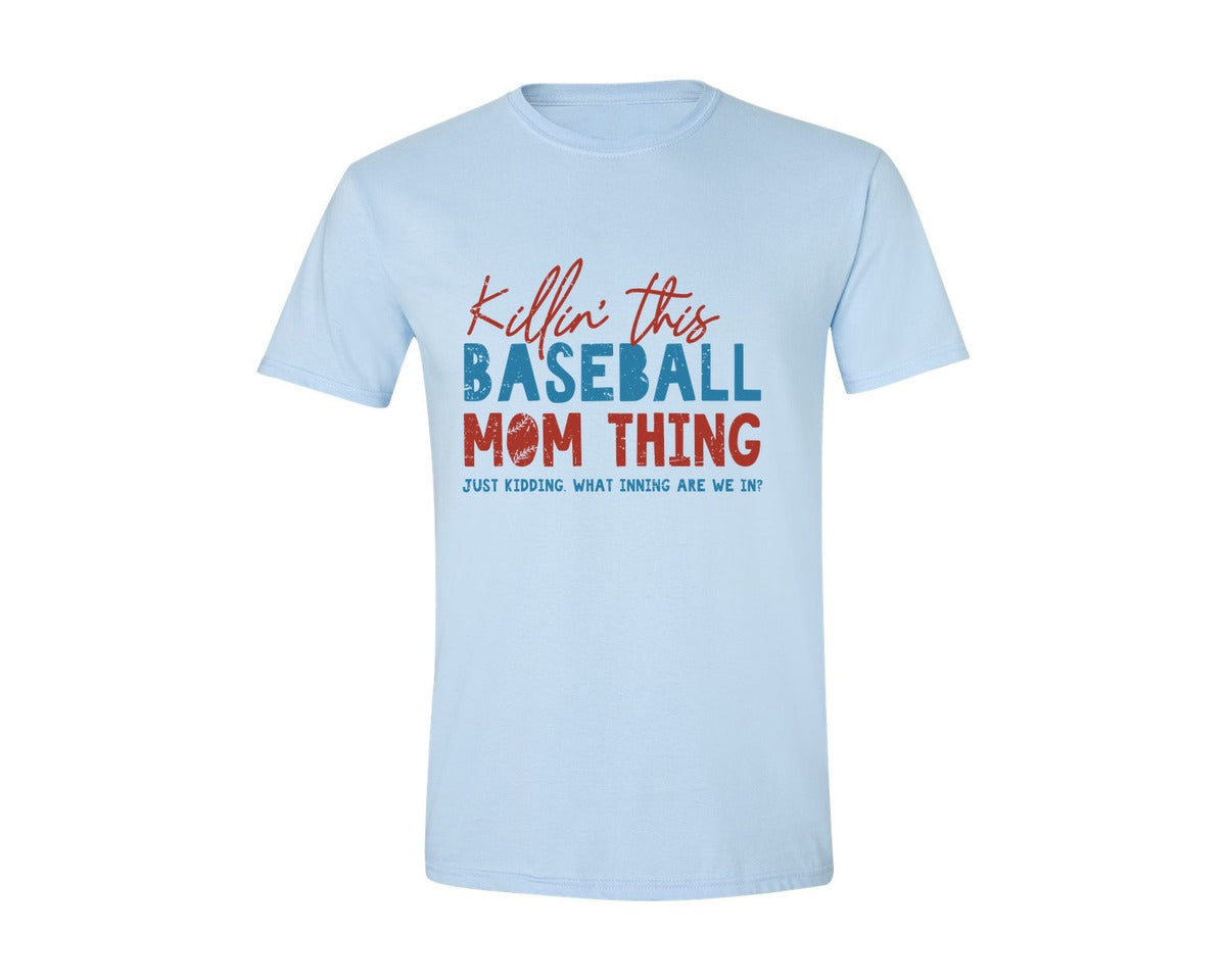brand:Generic|color:Light Blue|Funny Baseball Mom Thing Graphic T-Shirt