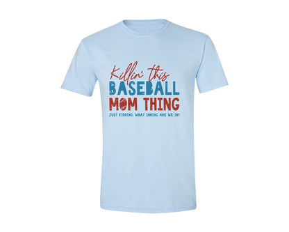 brand:Generic|color:Light Blue|Funny Baseball Mom Thing Graphic T-Shirt