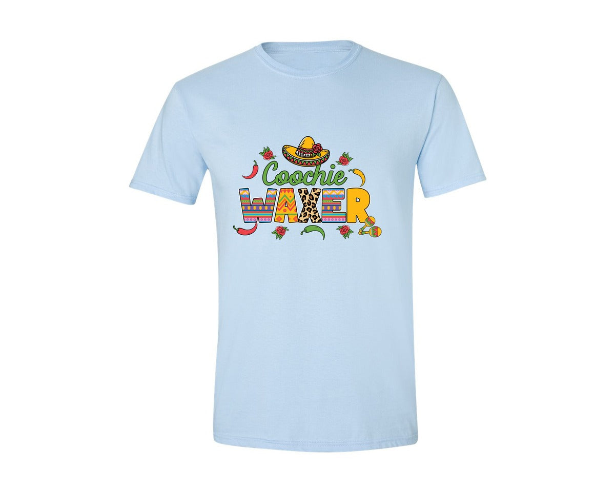 brand:Generic|color:Light Blue|Cinco De Mayo Coochie Waxer Mexico Graphic T-Shirt