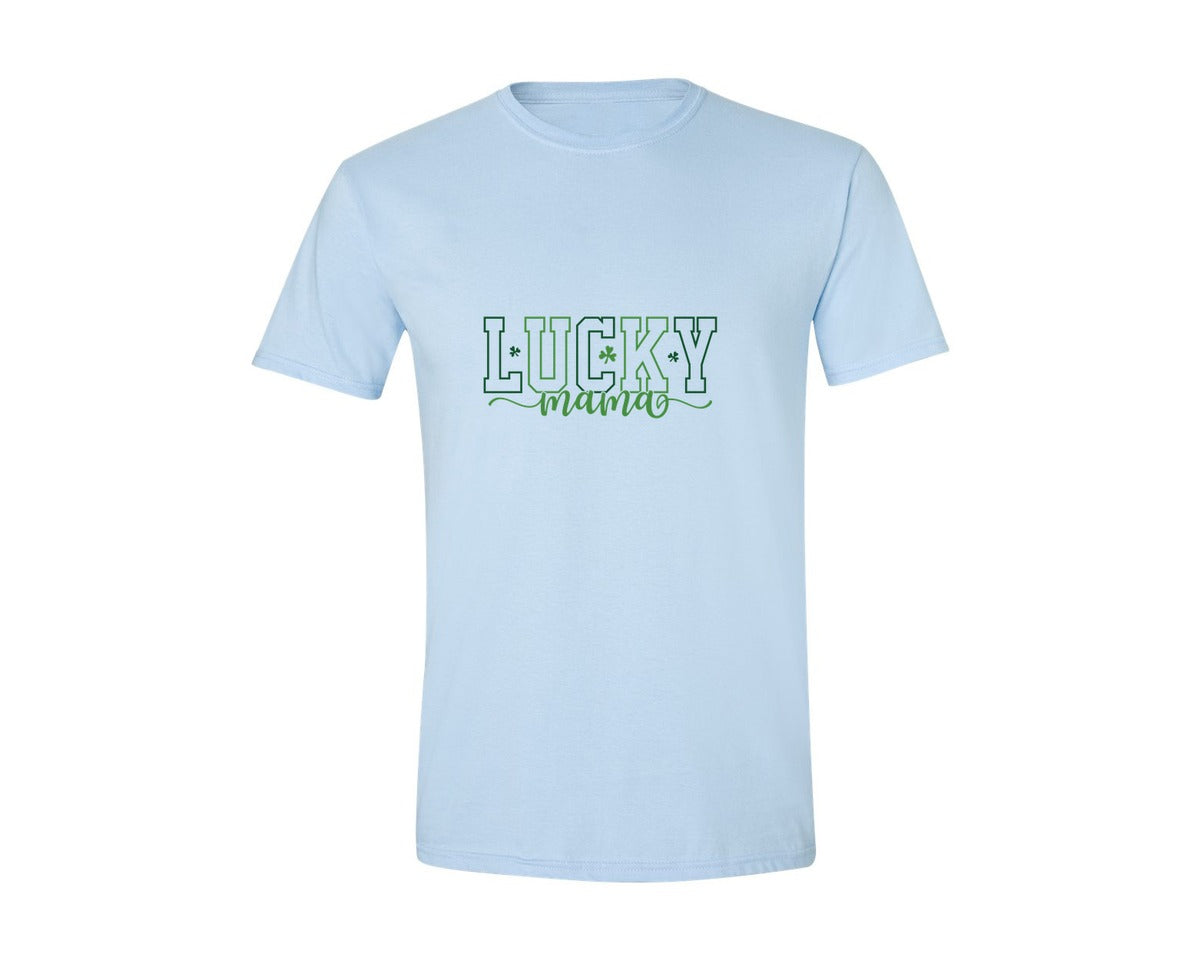 brand:Generic|color:Light Blue|Shamrock Lucky Mama St Patricks Day Graphic T-Shirt