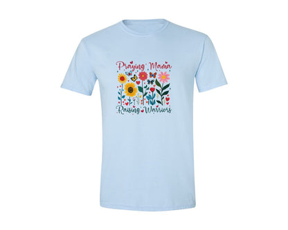 brand:Generic|color:Light Blue|Praying Mama Raising Warriors Boho Graphic T-Shirt