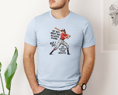 brand:Bella Canvas|color:Light Blue|Baseball Mom Funny Softball 3 Graphic T-Shirt