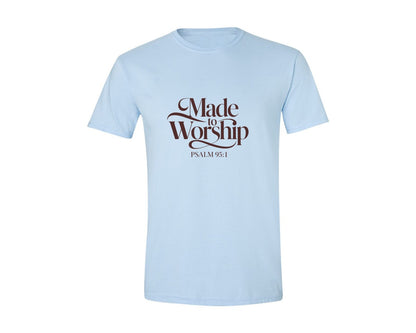 brand:Generic|color:Light Blue|Made To Worship Psalm 951 Design 3 Graphic T-Shirt