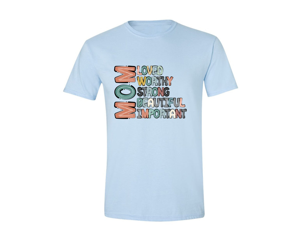 brand:Generic|color:Light Blue|Mom Mothers Day Design Graphic T-Shirt
