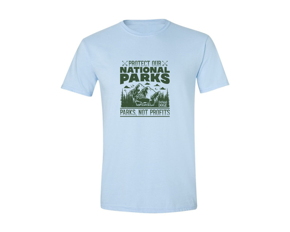 brand:Generic|color:Light Blue|Protect Our National Parks Defund Doge 2 Graphic T-Shirt