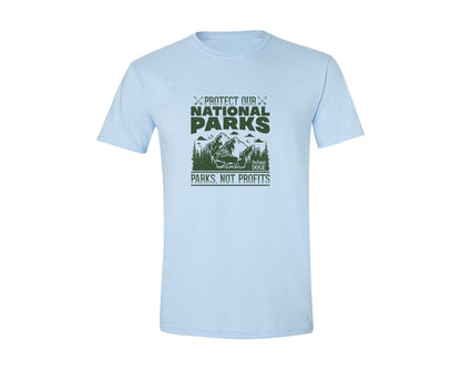 brand:Generic|color:Light Blue|Protect Our National Parks Defund Doge 2 Graphic T-Shirt