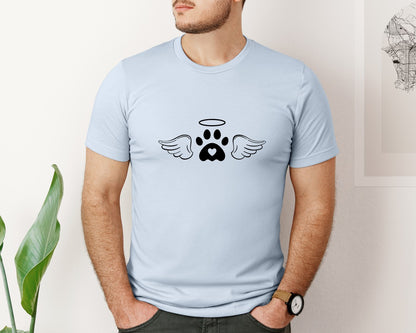 brand:Bella Canvas|color:Light Blue|Dog Angel Wings Memorial Graphic T-Shirt