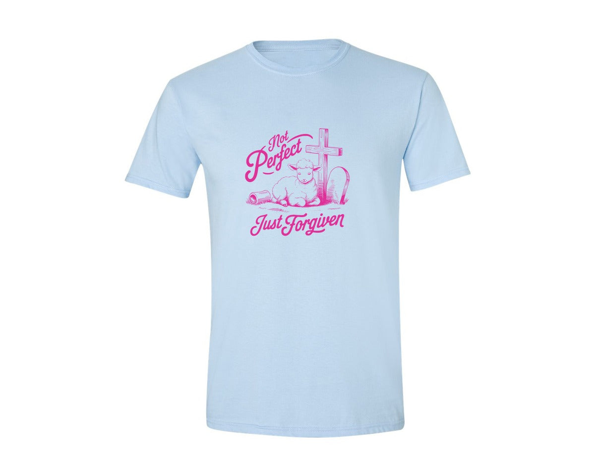 brand:Generic|color:Light Blue|Not Perfect Just Forgiven Design 18 Graphic T-Shirt