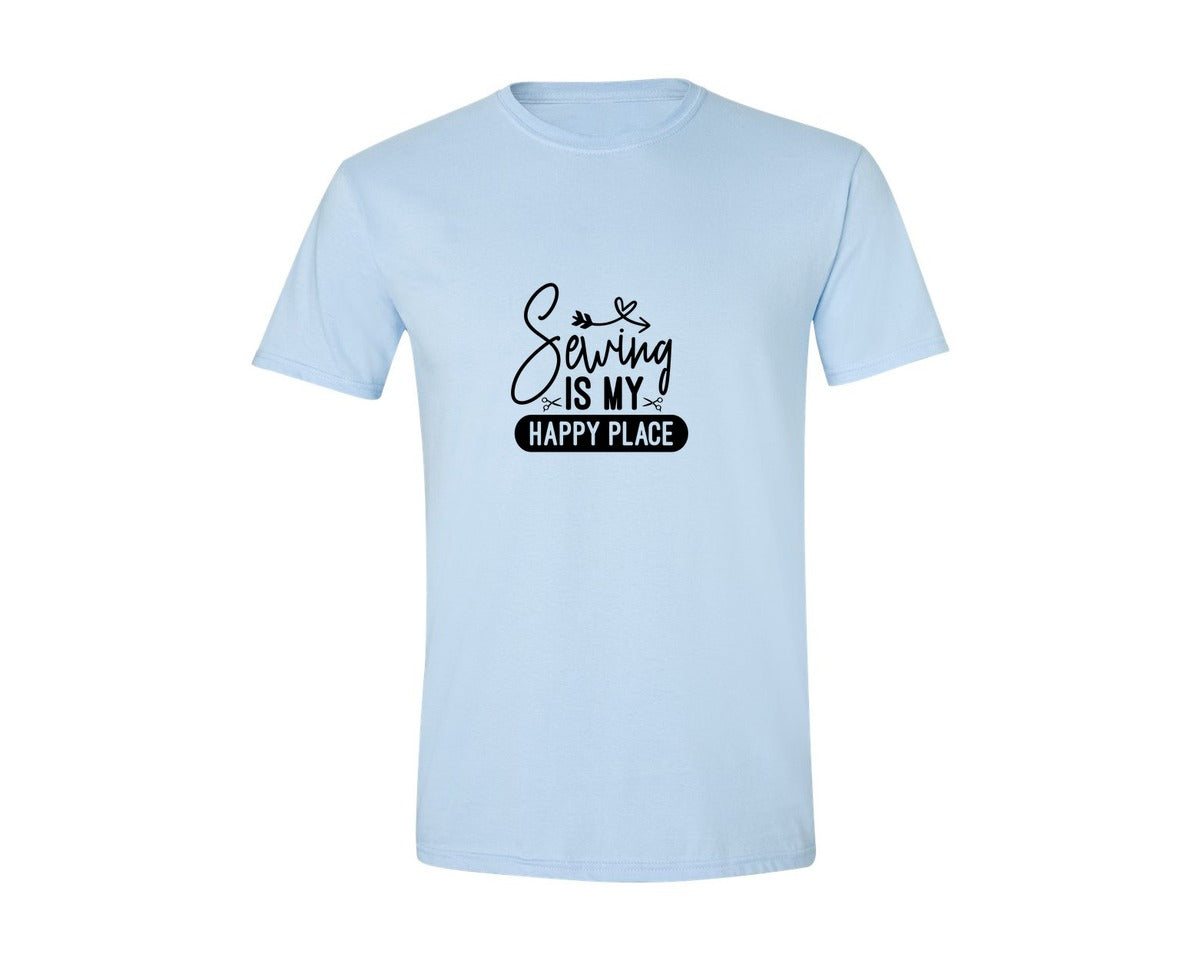 brand:Generic|color:Light Blue|Sewing Is My Happy Place 36 Graphic T-Shirt