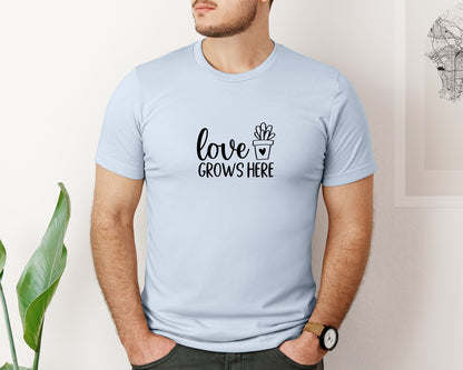 brand:Bella Canvas|color:Light Blue|Love Grows Here 133 Graphic T-Shirt