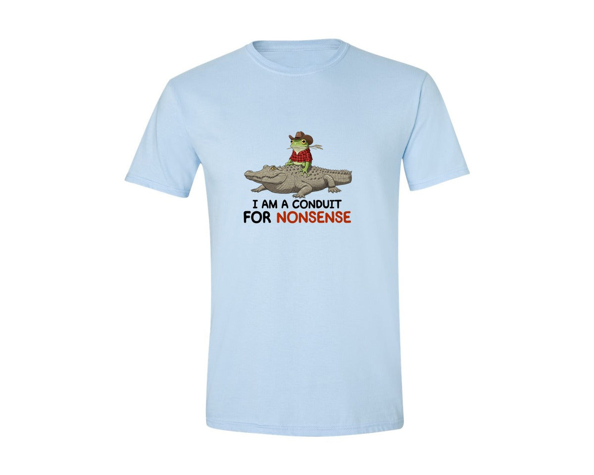 brand:Generic|color:Light Blue|I Am A Conduit For Nonsense Frog And All Graphic T-Shirt