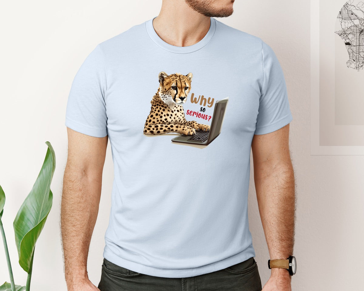 brand:Bella Canvas|color:Light Blue|Tiger Typing On A Laptop T Shirt Print Graphic T-Shirt