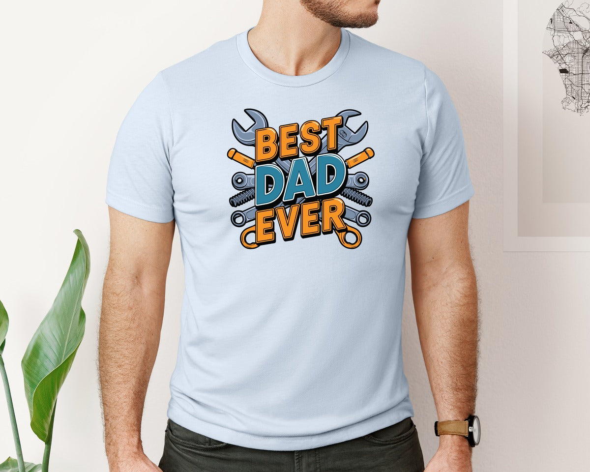 brand:Bella Canvas|color:Light Blue|Mechanic Dad 3 Graphic T-Shirt