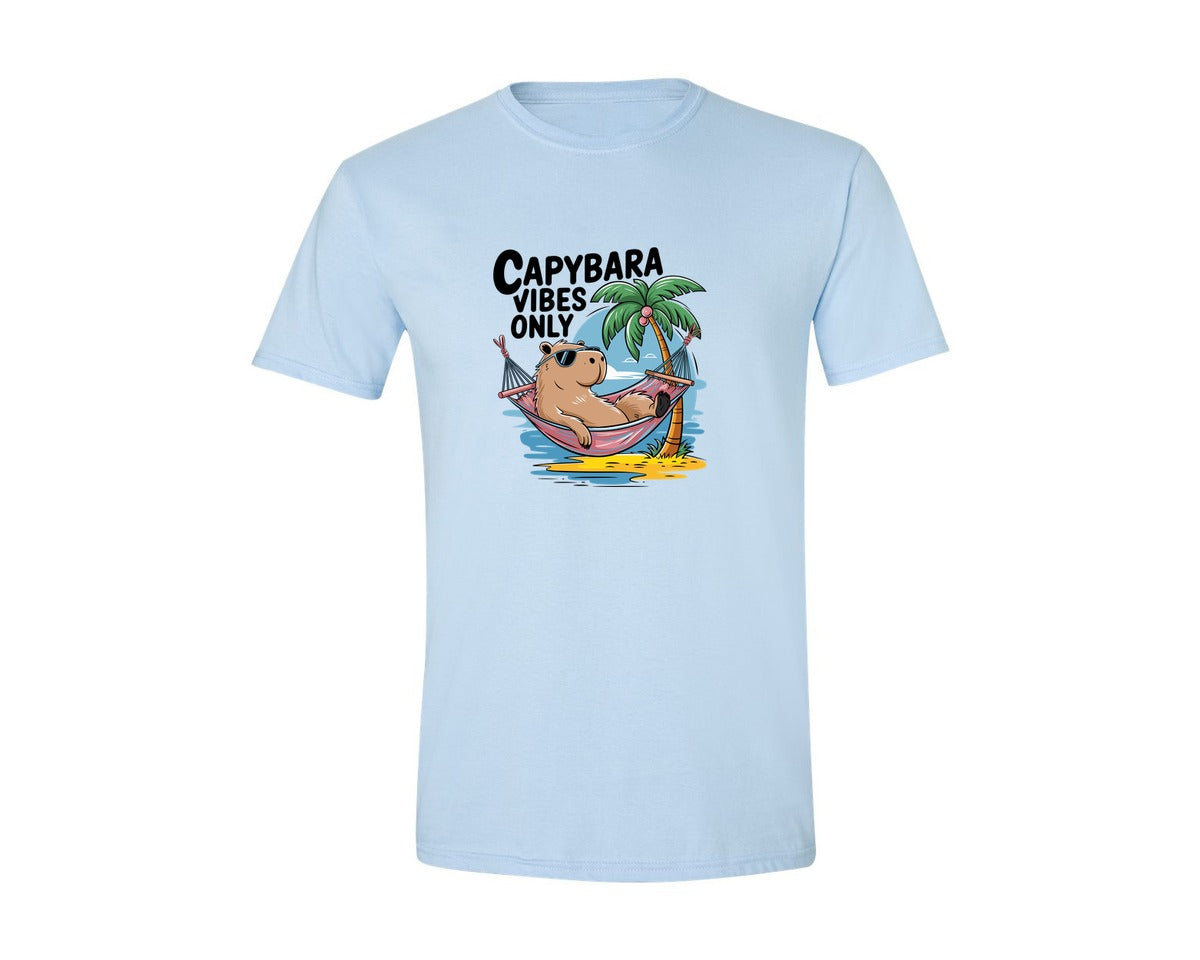 brand:Generic|color:Light Blue|Capybara Vibes Only Summer T Shirt Print Graphic T-Shirt