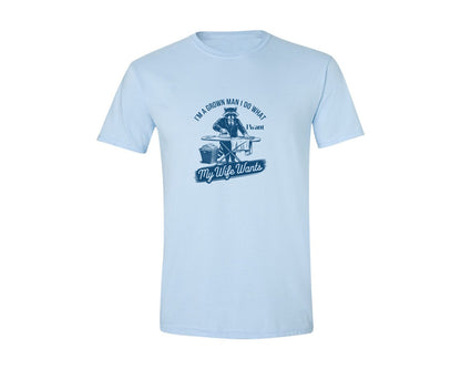 brand:Generic|color:Light Blue|Im A Grown Man I Do What I Want My Wife 2 Graphic T-Shirt