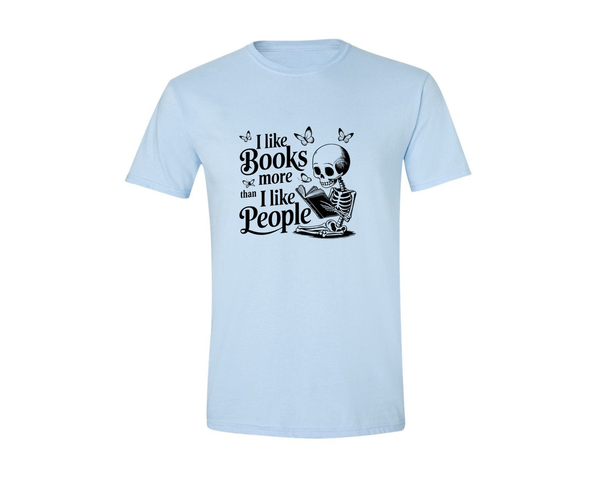 brand:Generic|color:Light Blue|I Like Books More Than I Like People 3 Graphic T-Shirt