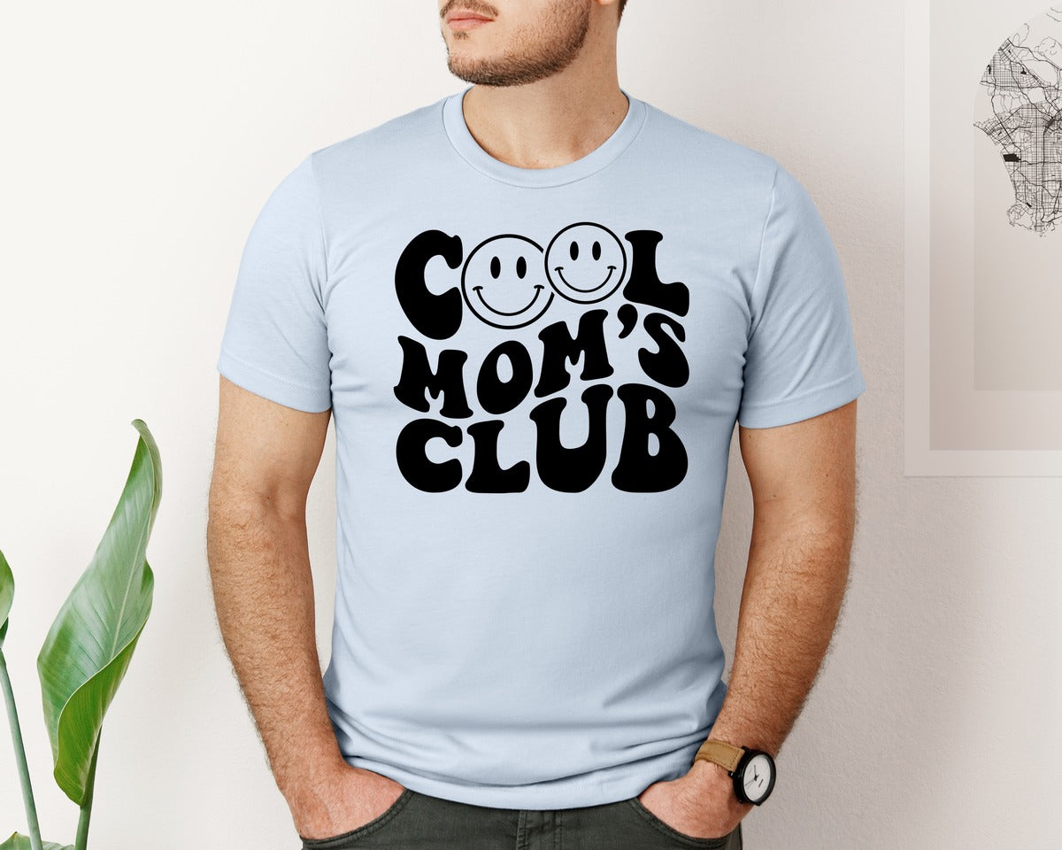 brand:Bella Canvas|color:Light Blue|Cool Moms Club Wavy 2 Graphic T-Shirt