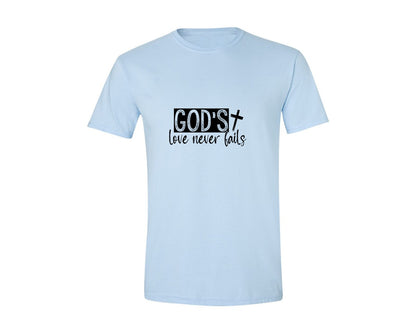 brand:Generic|color:Light Blue|Gods Love Never Fails Sleeve Design 2 Graphic T-Shirt
