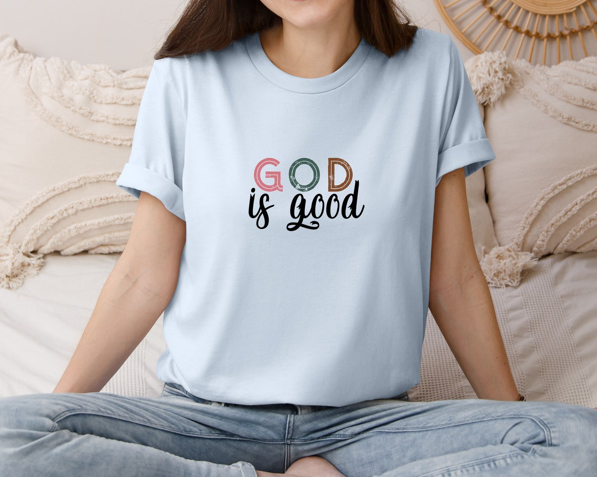 brand:Bella Canvas|color:Light Blue|Boho Christian Religious Graphic T-Shirt