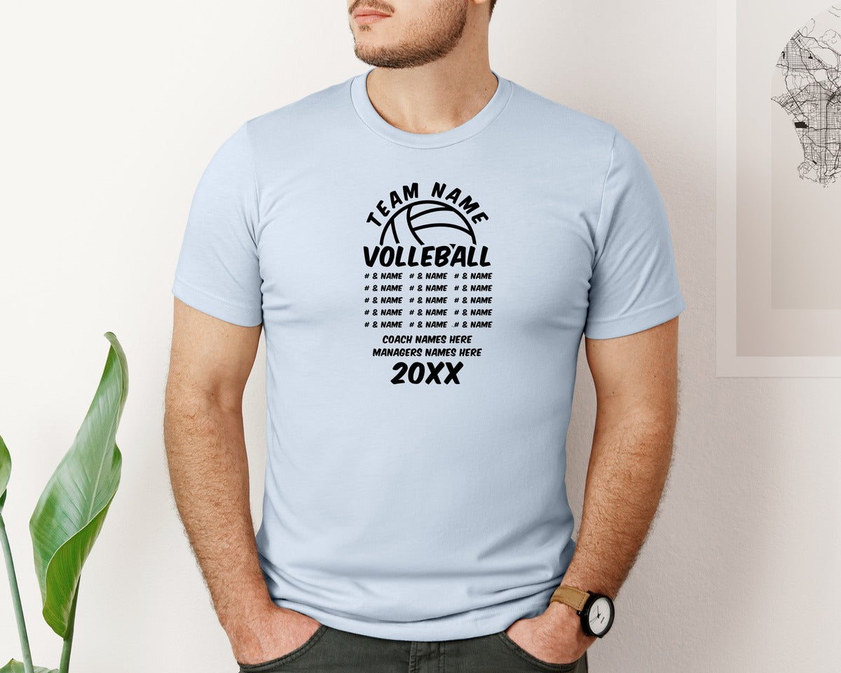 brand:Bella Canvas|color:Light Blue|Volleyball Team Volleyball Team Graphic T-Shirt