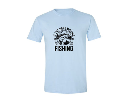 brand:Generic|color:Light Blue|If Ive Gone Missing Ive Gone Fishing T Graphic T-Shirt