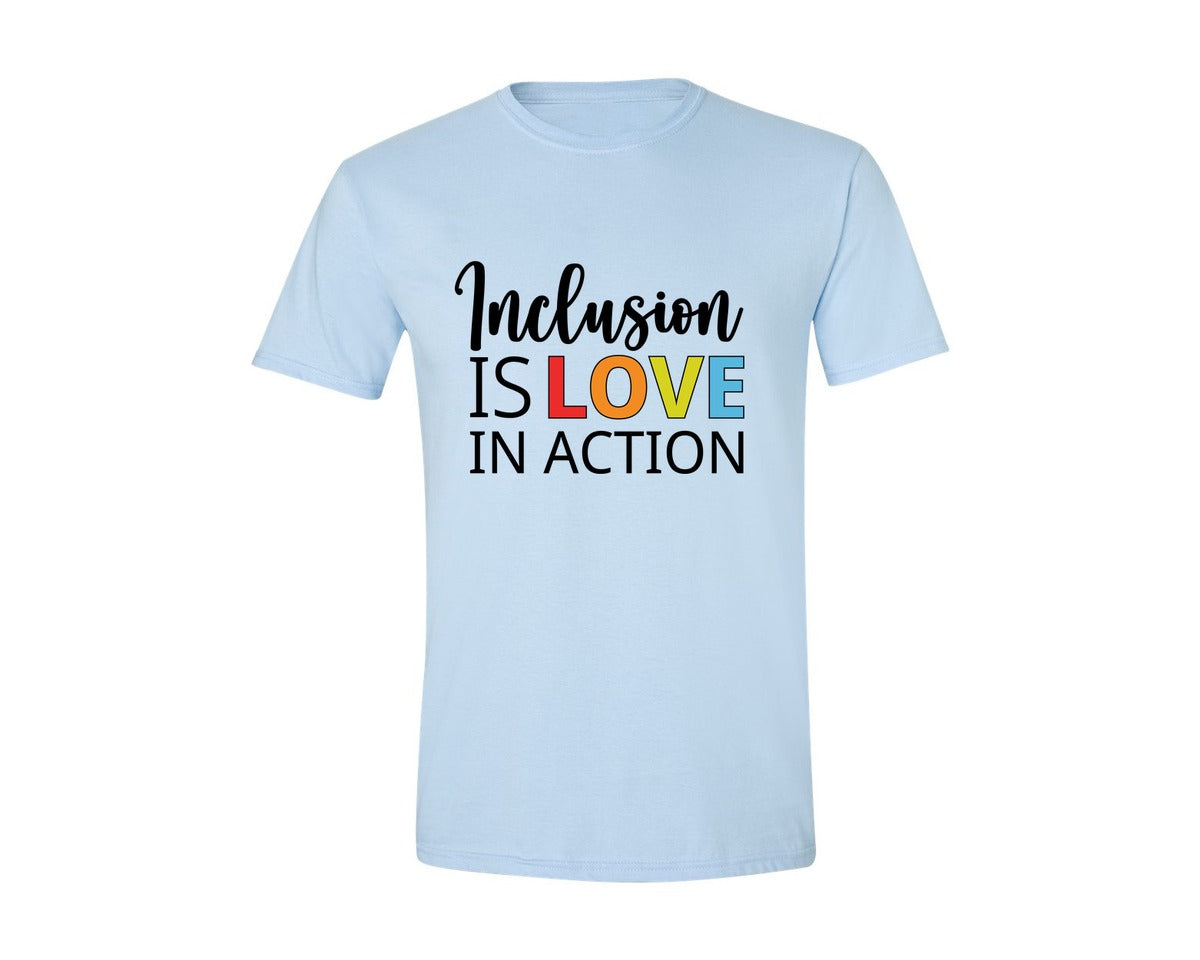 brand:Generic|color:Light Blue|Inclusion Is Love In Action T Shirt Graphic T-Shirt