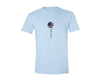 brand:Generic|color:Light Blue|American Mama Sunflower 4Th Of July Graphic T-Shirt