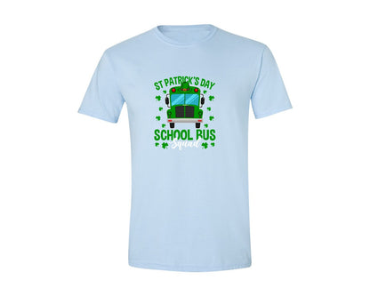 brand:Generic|color:Light Blue|St Patricks Day School Bus Squad School 2 Graphic T-Shirt