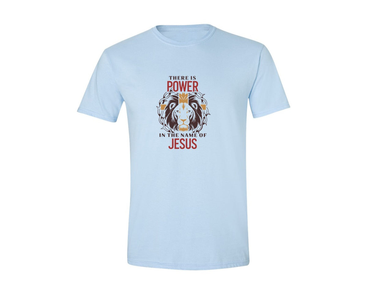 brand:Generic|color:Light Blue|There Is Power In The Name Of Jesus 10 Graphic T-Shirt
