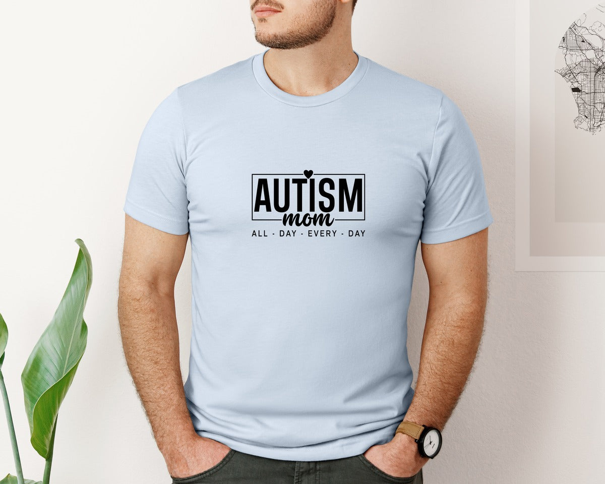 brand:Bella Canvas|color:Light Blue|Autism Advocacy Autism Mom Love Graphic T-Shirt