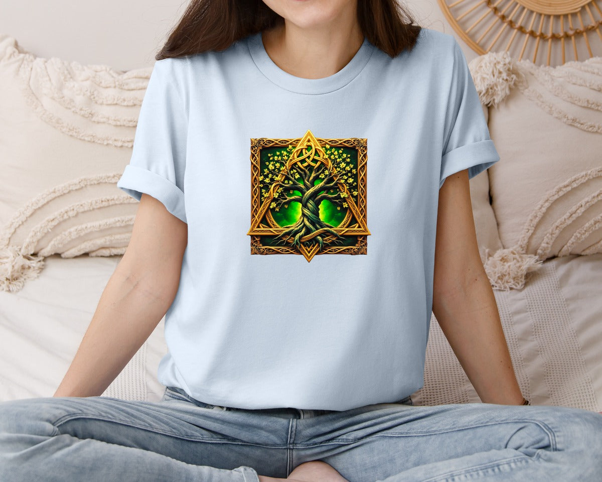 brand:Bella Canvas|color:Light Blue|Celtic Tree Of Life Mystical Tree Graphic T-Shirt