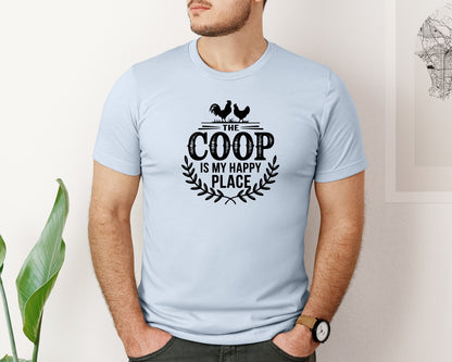 brand:Bella Canvas|color:Light Blue|The Coop Is My Happy Place T Shirt Desig Graphic T-Shirt
