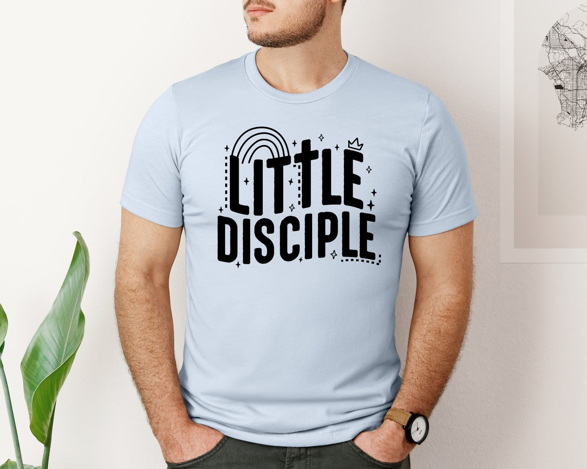 brand:Bella Canvas|color:Light Blue|Retro Little Disciple Tshirt Kids Graphic T-Shirt
