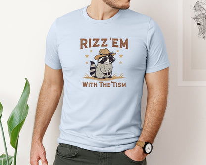 brand:Bella Canvas|color:Light Blue|Raccoon Funny Raccoon Rizz Em Graphic T-Shirt