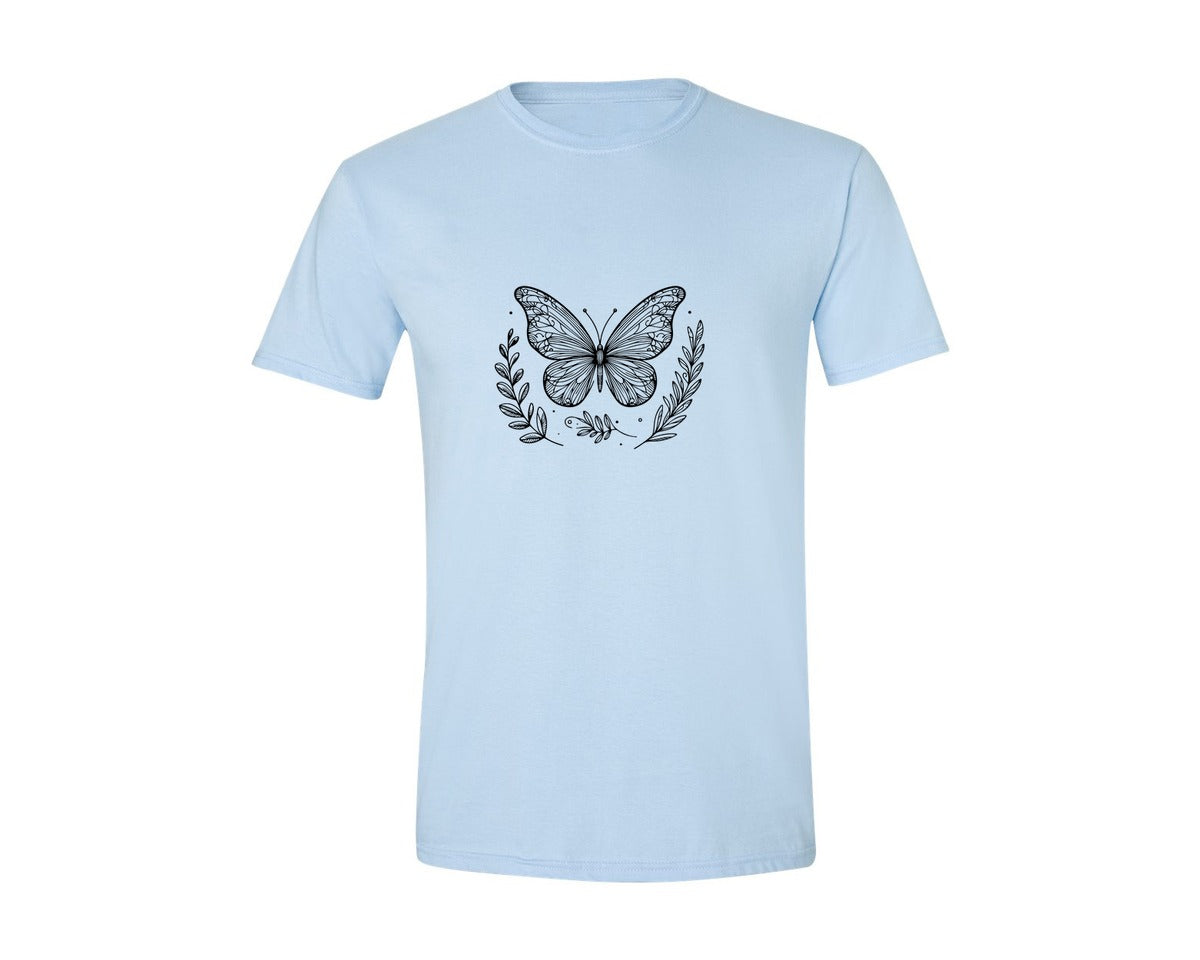 brand:Generic|color:Light Blue|Butterfly Design Graphic T-Shirt