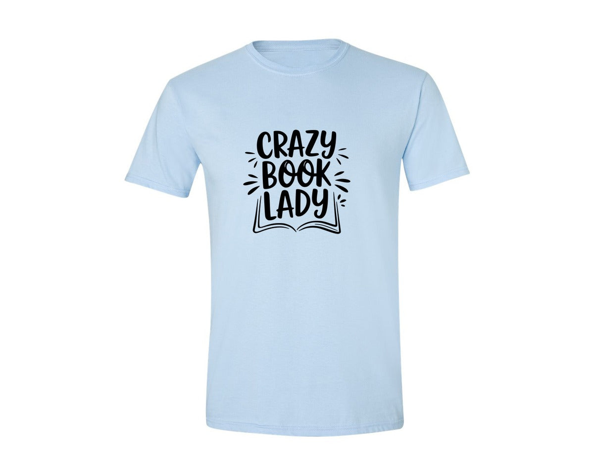 brand:Generic|color:Light Blue|Crazy Book Lady T Shirt Design 4 Graphic T-Shirt