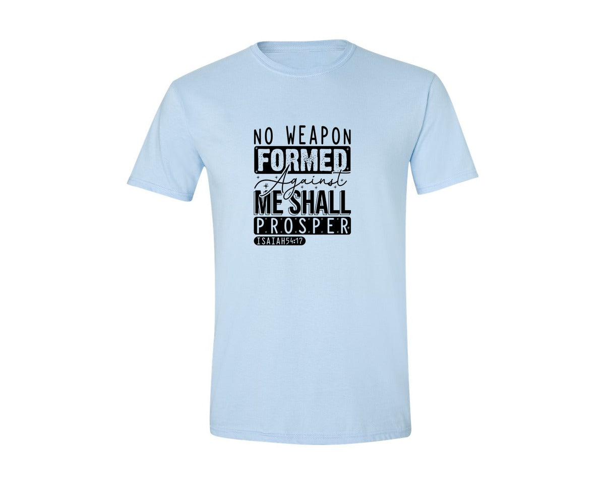brand:Generic|color:Light Blue|No Weapon Formed Against Me Shall Prospe Graphic T-Shirt