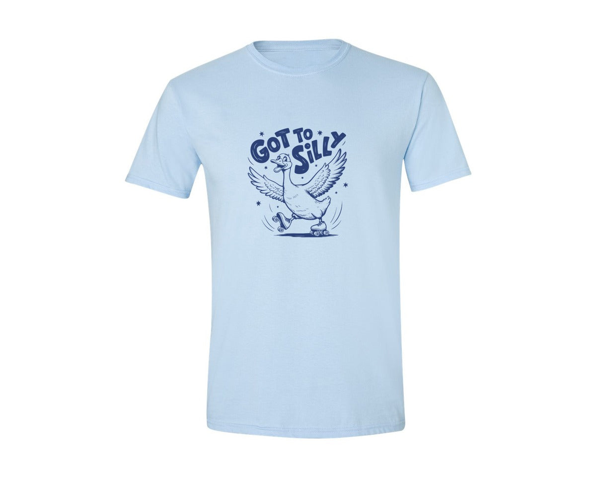 brand:Generic|color:Light Blue|Funny Goose Got Too Silly Design Graphic T-Shirt