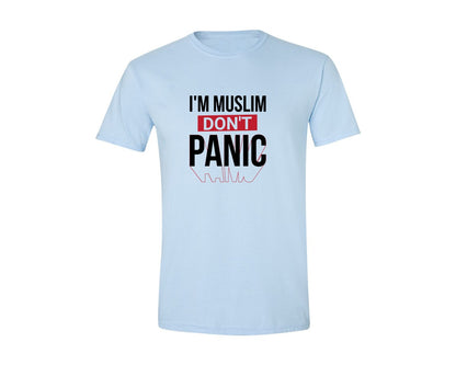 brand:Generic|color:Light Blue|Im Muslim Dont Panic Muslim Quote Is Graphic T-Shirt