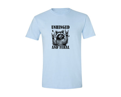brand:Generic|color:Light Blue|Unhinged And Feral Vintage Raccoon Meme Graphic T-Shirt