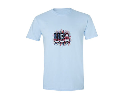 brand:Generic|color:Light Blue|Usa Skull Fireworks 4Th Of July T Shirt 2 Graphic T-Shirt