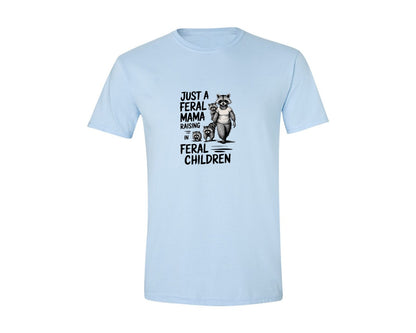 brand:Generic|color:Light Blue|Funny Mothers Day Raccoon Mama Tired Graphic T-Shirt