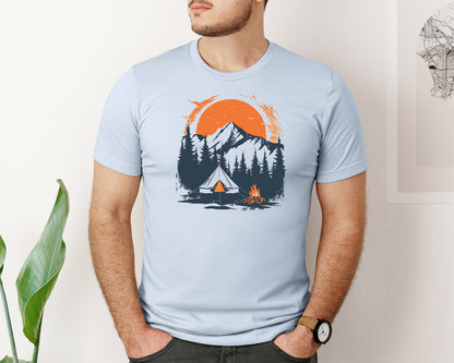 brand:Bella Canvas|color:Light Blue|Sunset Camping Adventure T Shirt Design 3 Graphic T-Shirt