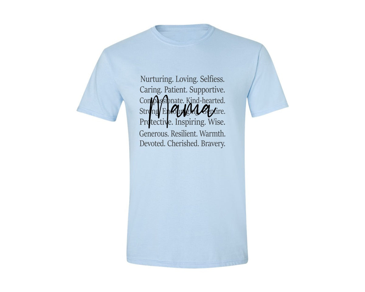 brand:Generic|color:Light Blue|Mama Words Mothers Day Graphic T-Shirt