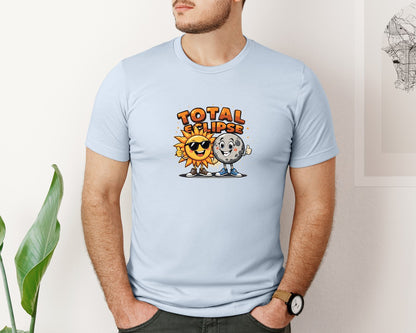 brand:Bella Canvas|color:Light Blue|Eclipse Cartoon T Shirt Design Graphic T-Shirt