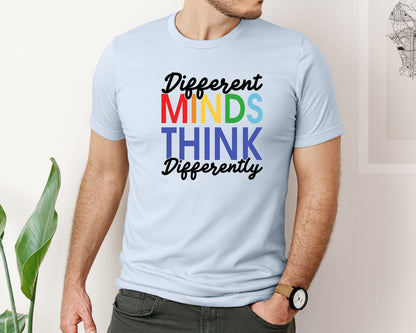 brand:Bella Canvas|color:Light Blue|Different Minds Autism T Shirt Graphic T-Shirt