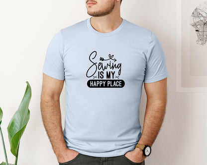 brand:Bella Canvas|color:Light Blue|Sewing Is My Happy Place 36 Graphic T-Shirt